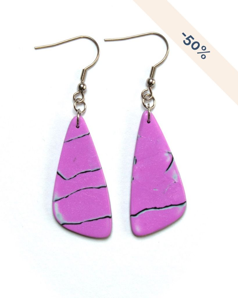 Boucles d'oreilles triangle goutte violet - Modèle unique - Promotion 50%