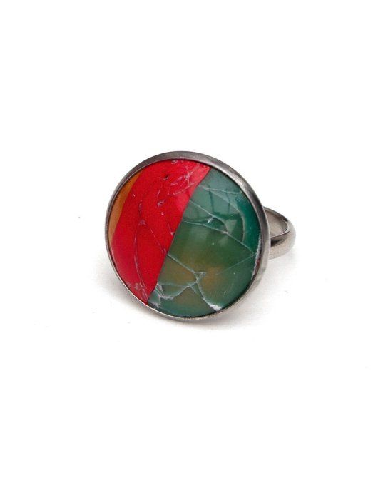 bague reglable grande imitation promotion vert rouge