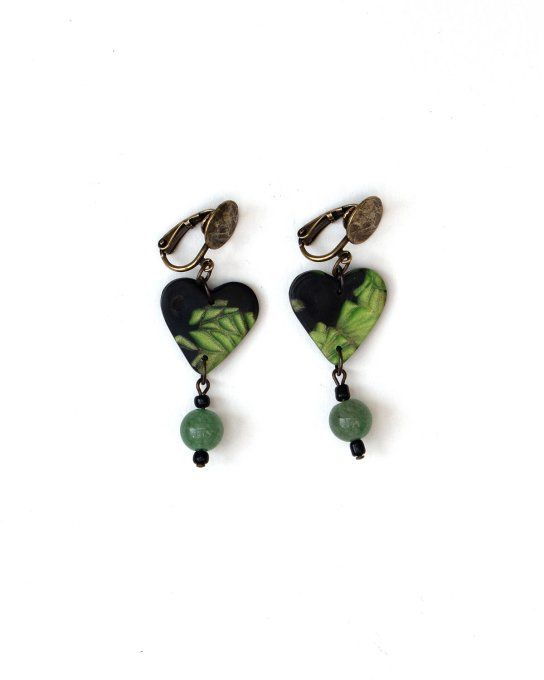 boucles oreilles clips laiton bronze modele unique