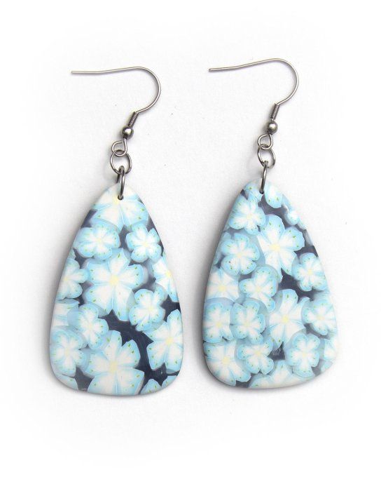 boucles oreilles fleurs bleues