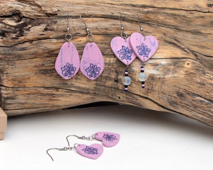 boucles oreilles roses fin de série en promotion destockage des anciennes collection piece unique