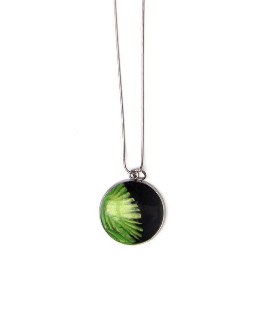 Collier rond en acier inoxydable feuille vert
